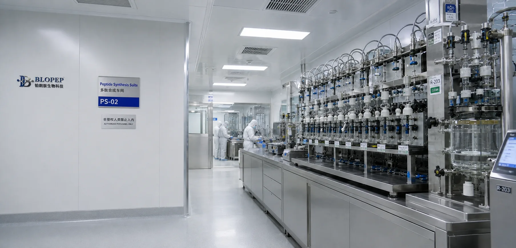 BLOPEP peptide synthesis suite with production equipment and operators